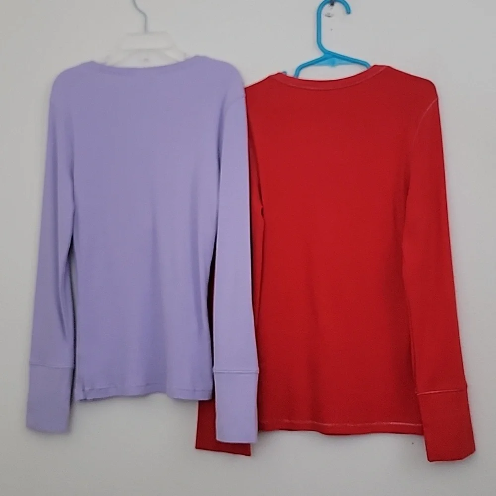 Justice LOT Of 2 Red & Purple Ribbed Fabric Long Sleeve Tops 10